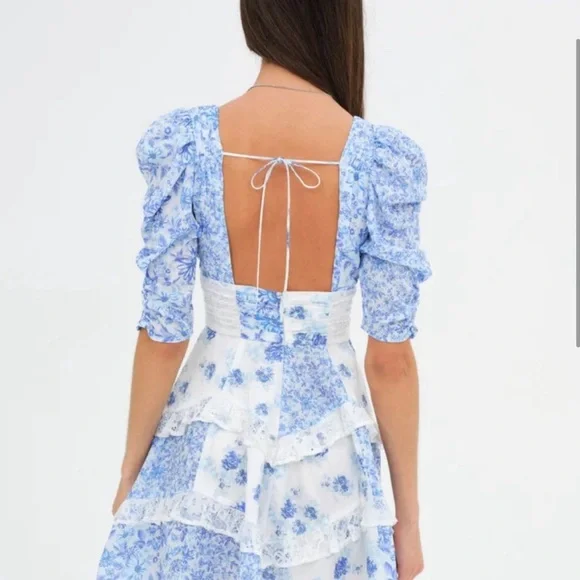FOR LOVE & LEMONS Rosalyn Mini Dress in Blue NWT - Picture 2 of 3